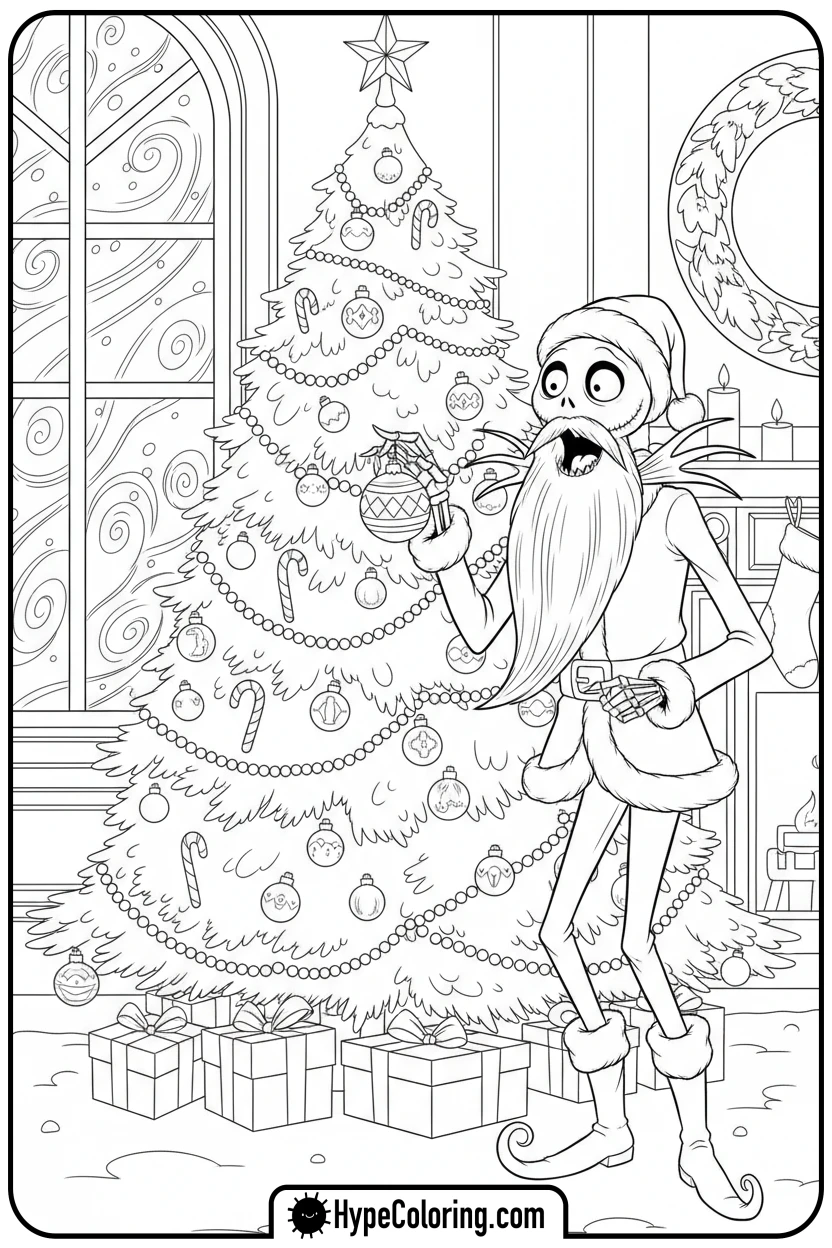 Click to download PDF jack-marveling-at-christmas-tree - nightmare before christmas coloring pages