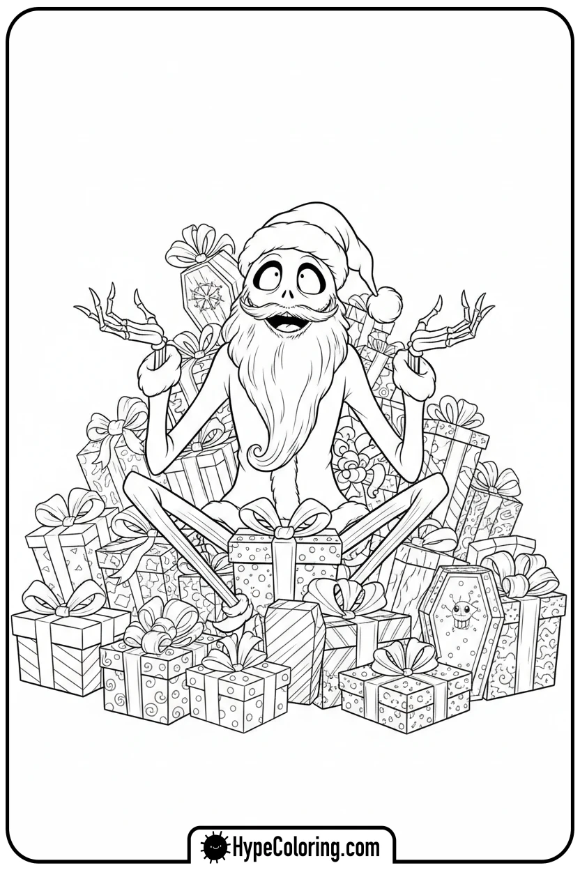 Click to download PDF jack-with-many-presents - nightmare before christmas coloring pages