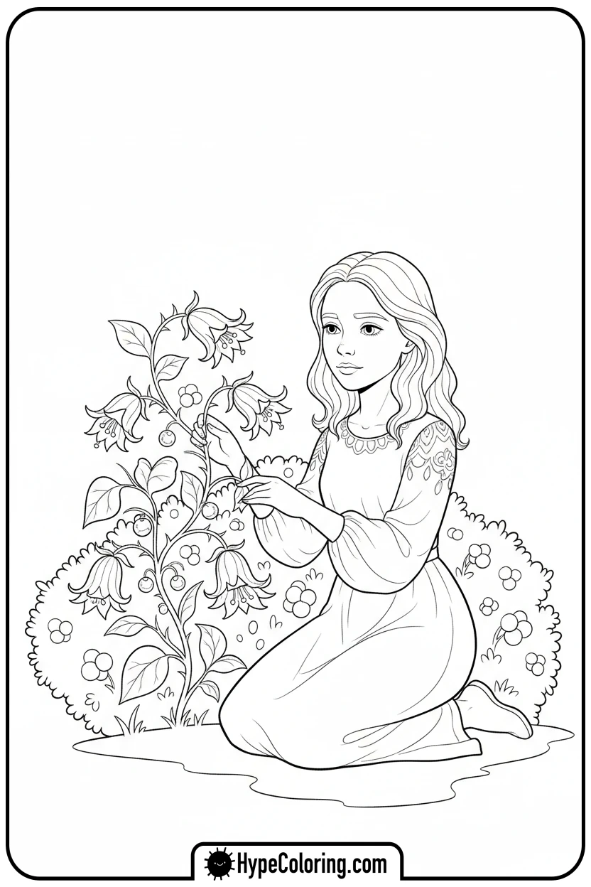 Click to download PDF sally-picking-flowers - nightmare before christmas coloring pages