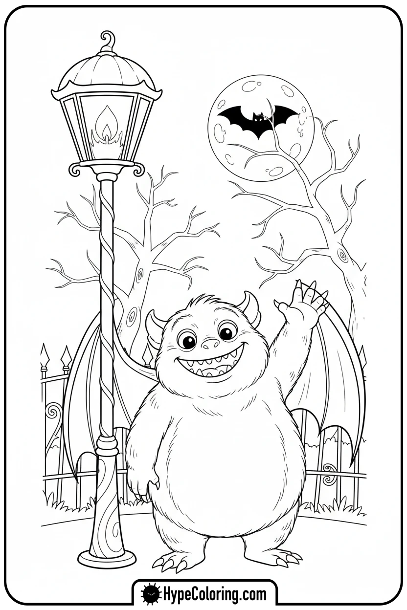Click to download PDF friendly-halloween-monster-waving - nightmare before christmas coloring pages