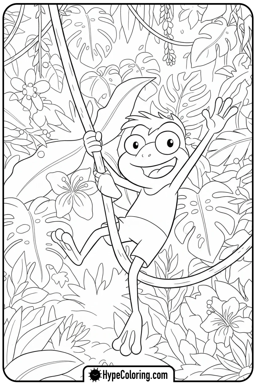 sprig-swinging-on-vine - amphibia coloring pages sprig