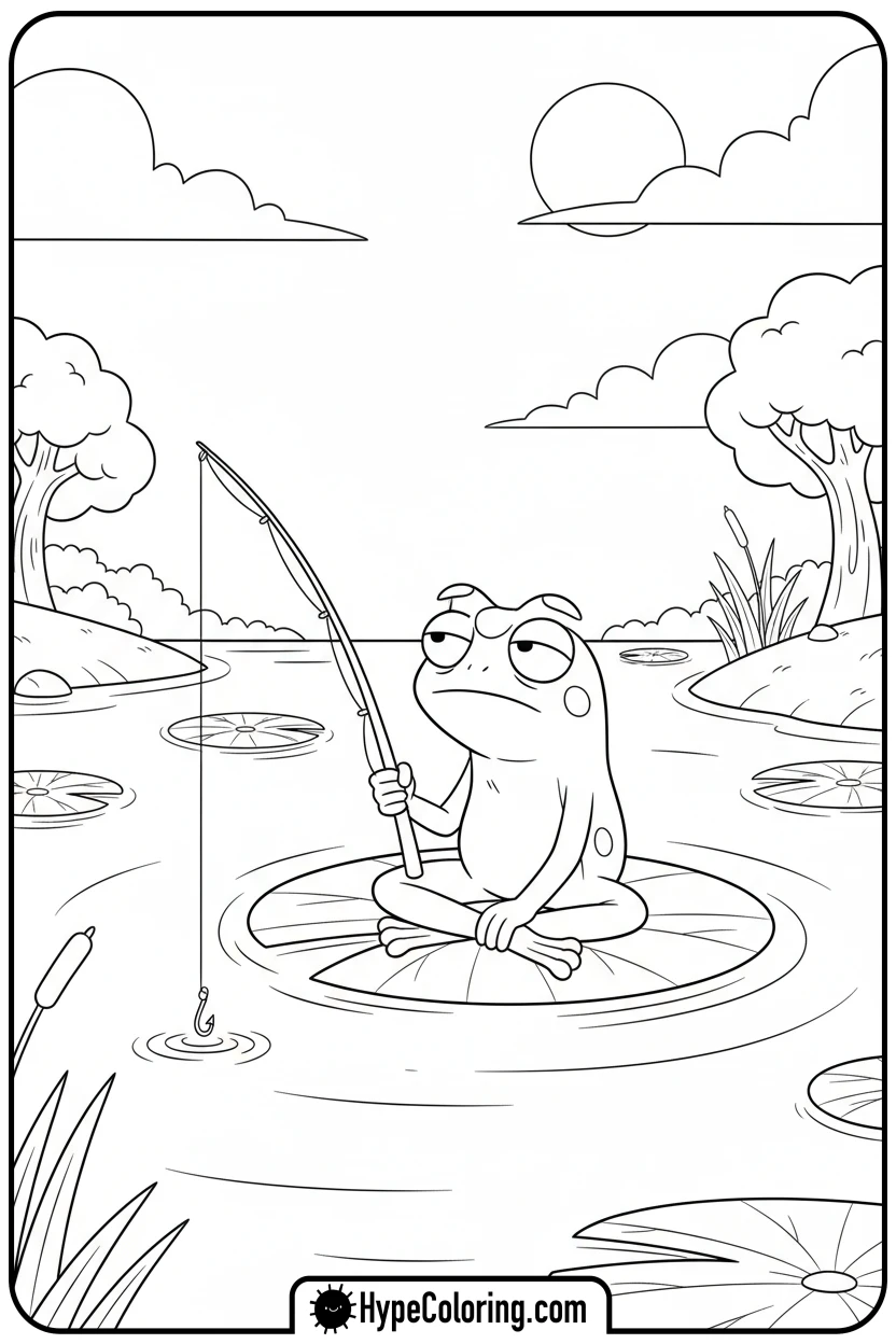 sprig-fishing-on-lily-pad - amphibia coloring pages sprig