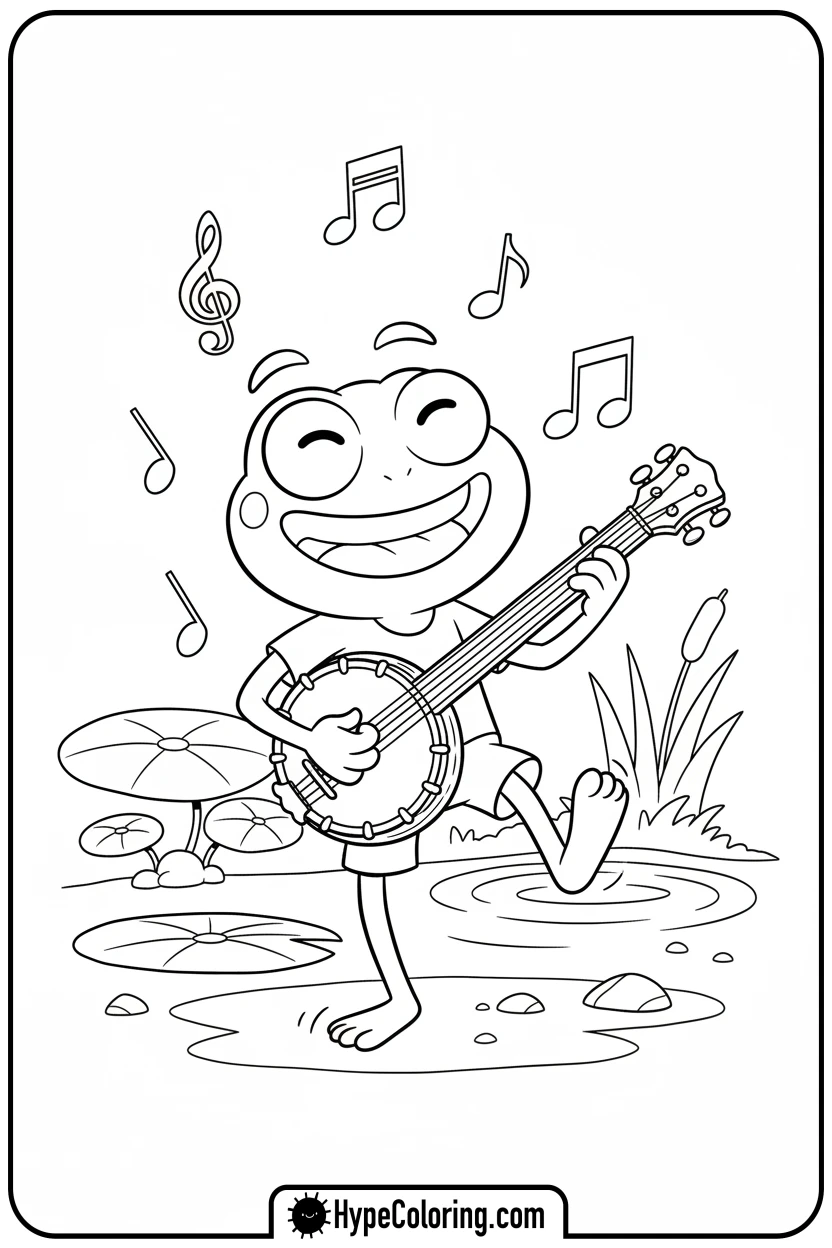 sprig-playing-banjo-happily - amphibia coloring pages sprig