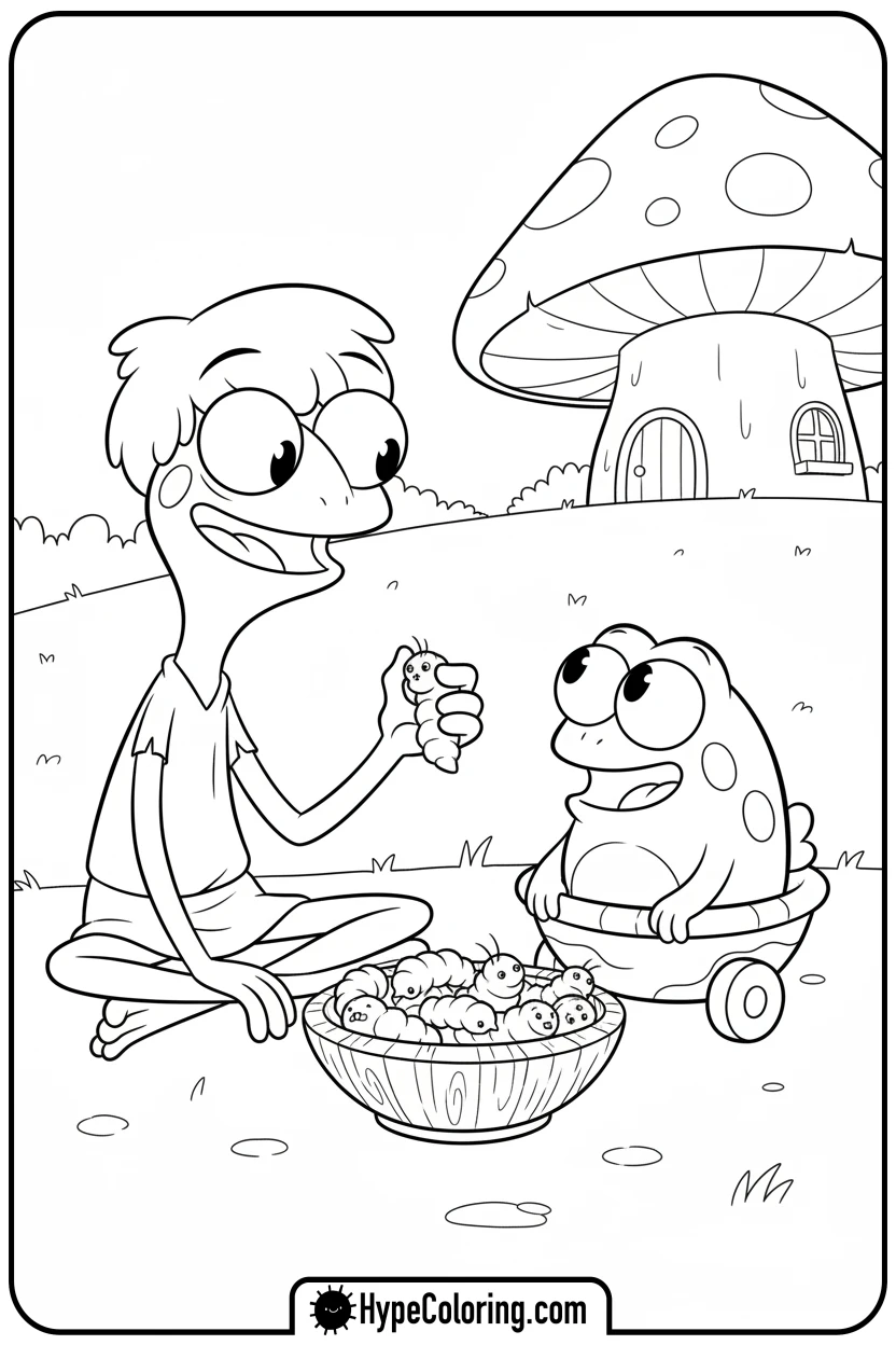 sprig-and-polly-sharing-grubs - amphibia coloring pages sprig