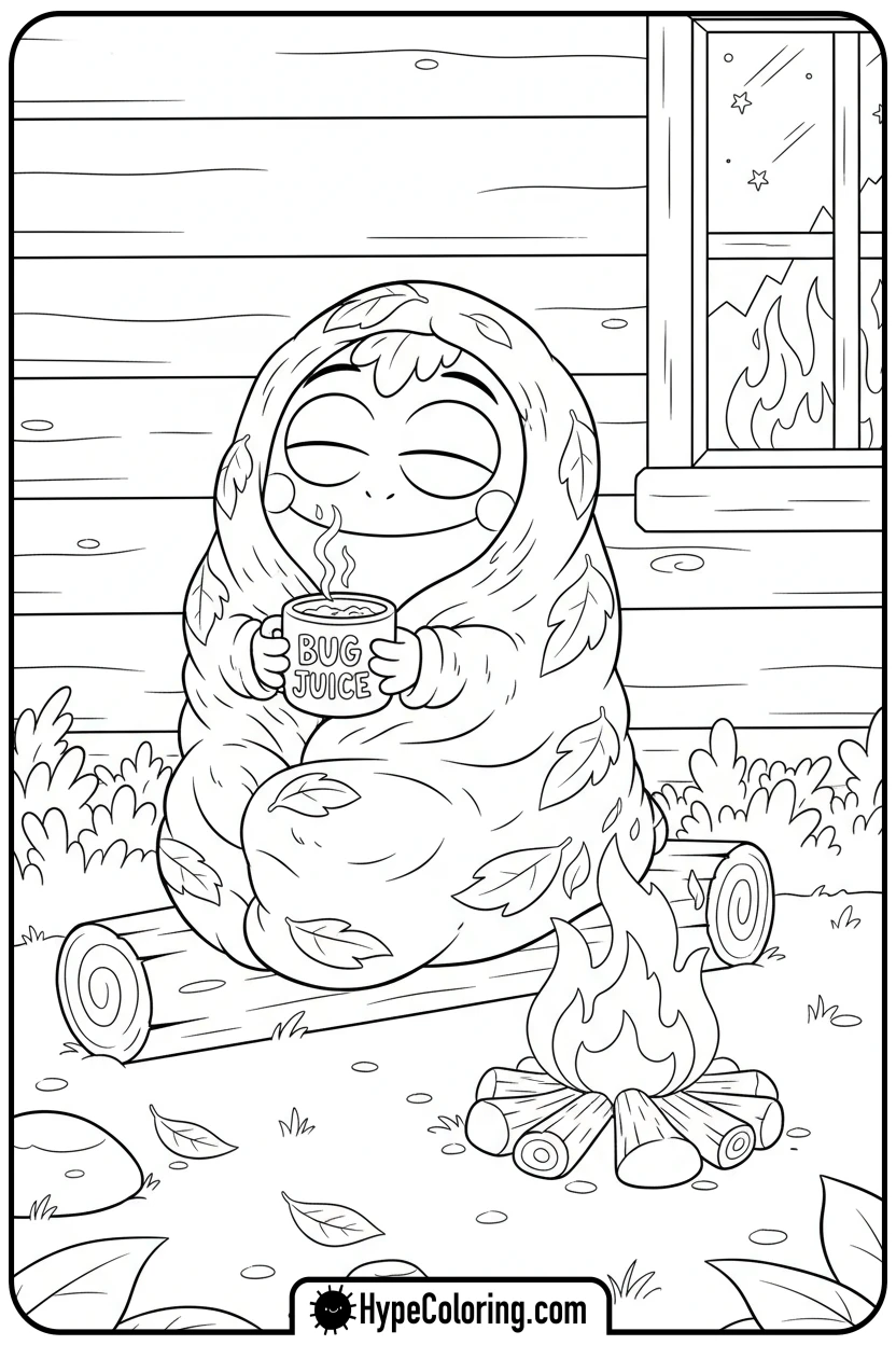 sprig-cozy-by-campfire - amphibia coloring pages sprig