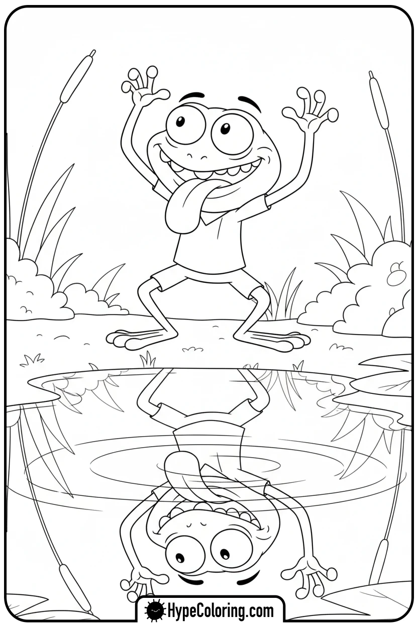 sprig-making-silly-face-in-puddle - amphibia coloring pages sprig