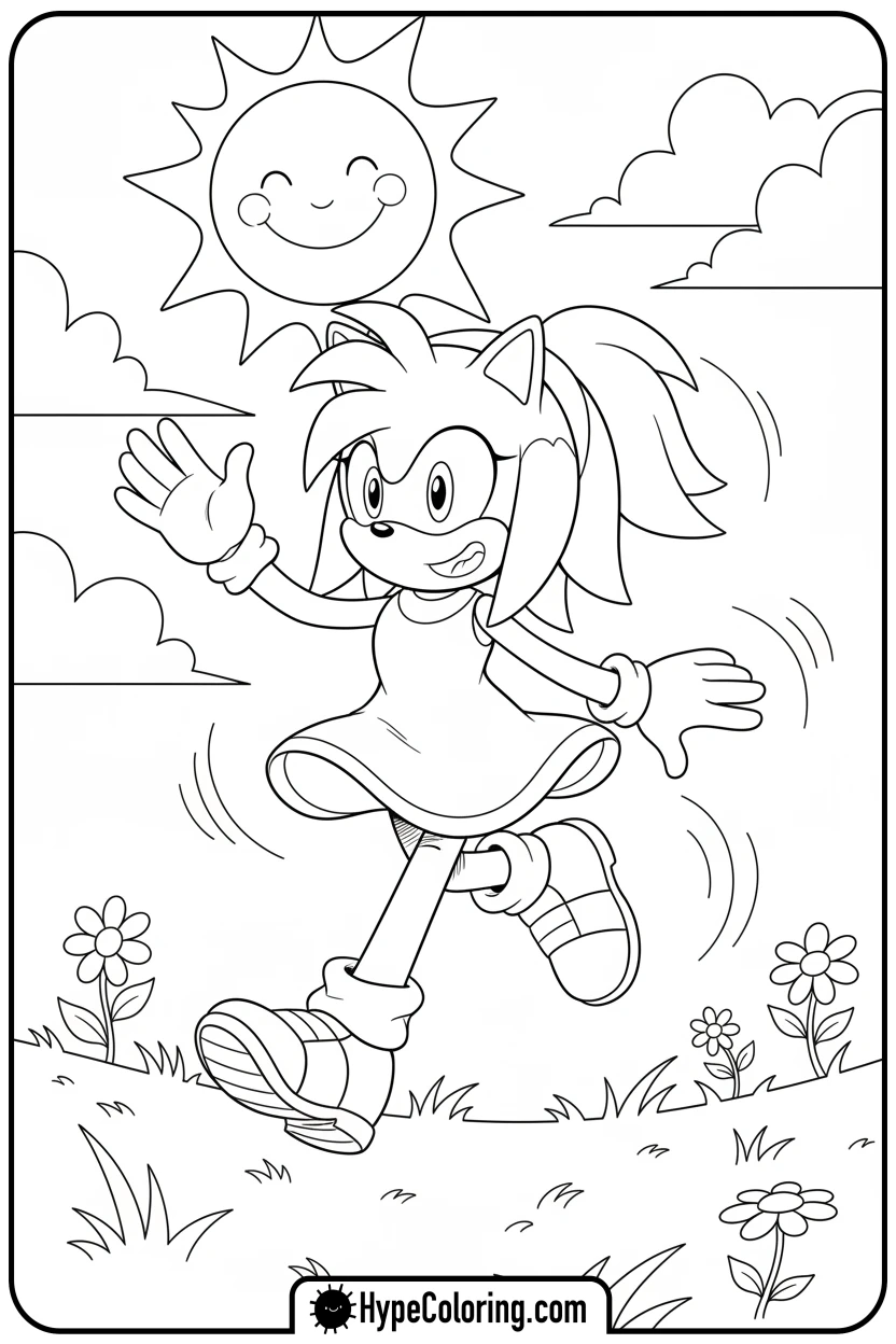amy-skipping-happily - amy from sonic coloring pages
