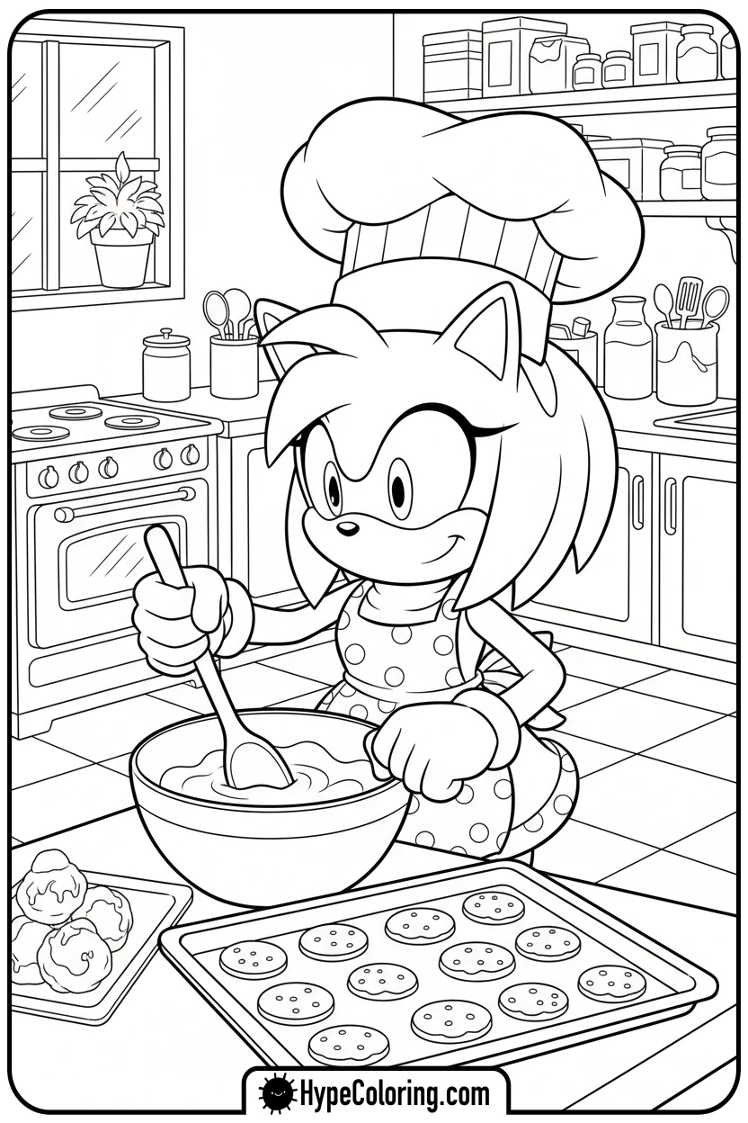 amy-baking-cookies - amy from sonic coloring pages