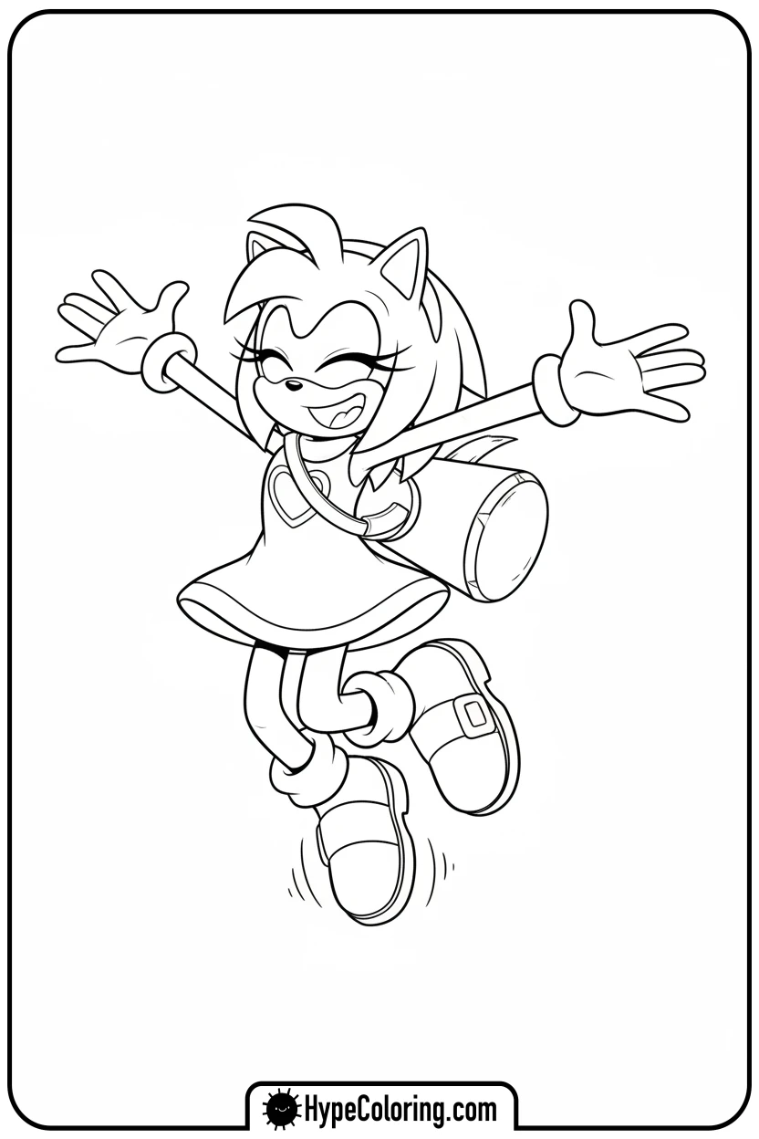 amy-jumping-for-joy - amy from sonic coloring pages