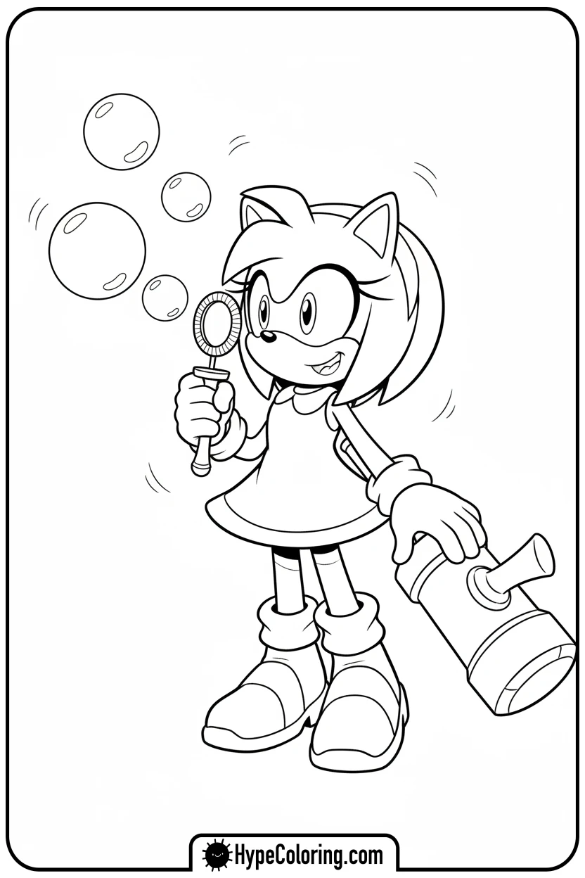 amy-blowing-bubbles - amy from sonic coloring pages