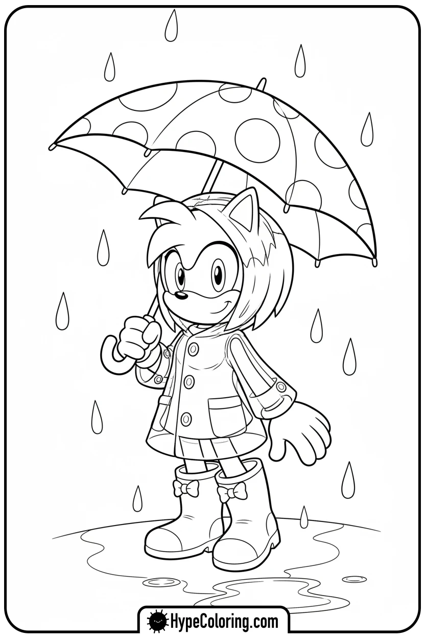 amy-in-rain-with-umbrella - amy from sonic coloring pages