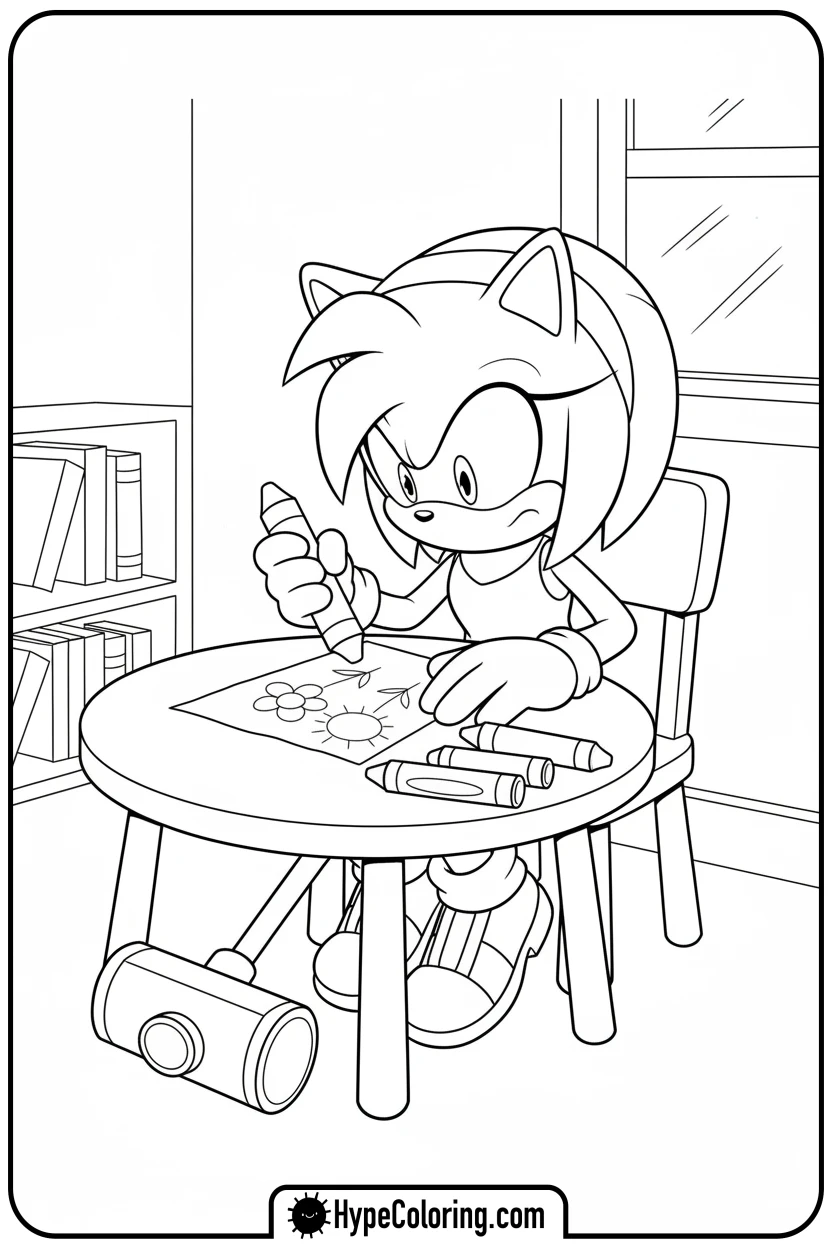 amy-drawing-a-picture - amy from sonic coloring pages