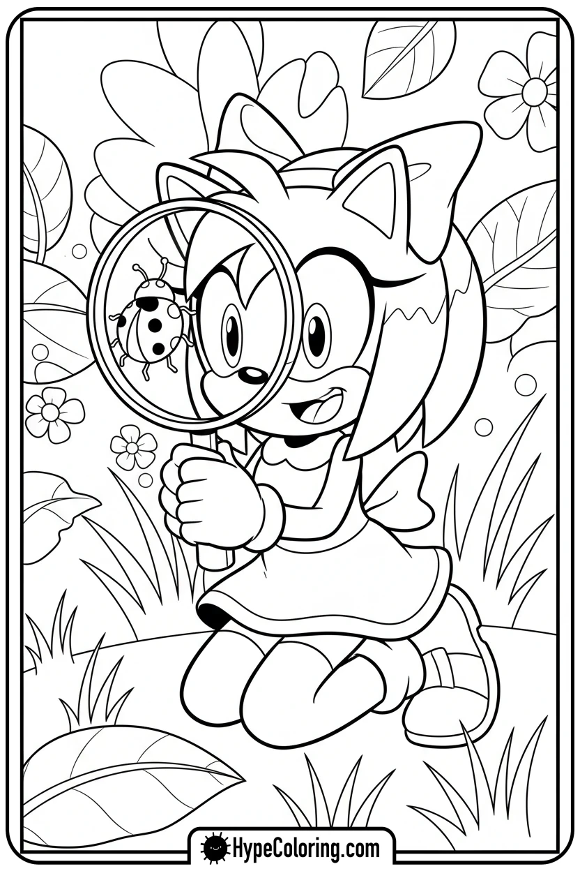 amy-with-magnifying-glass - amy from sonic coloring pages