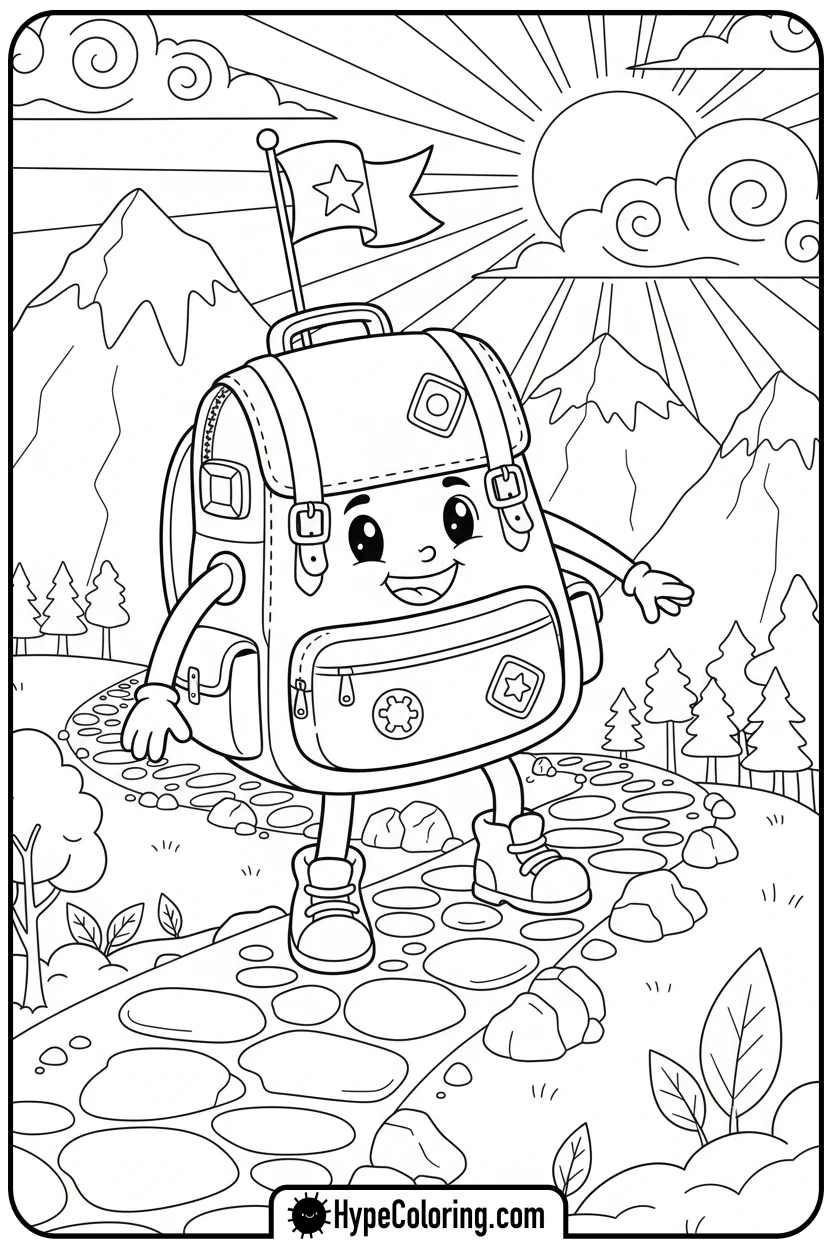 backpack-hiking-mountain - backpack coloring page