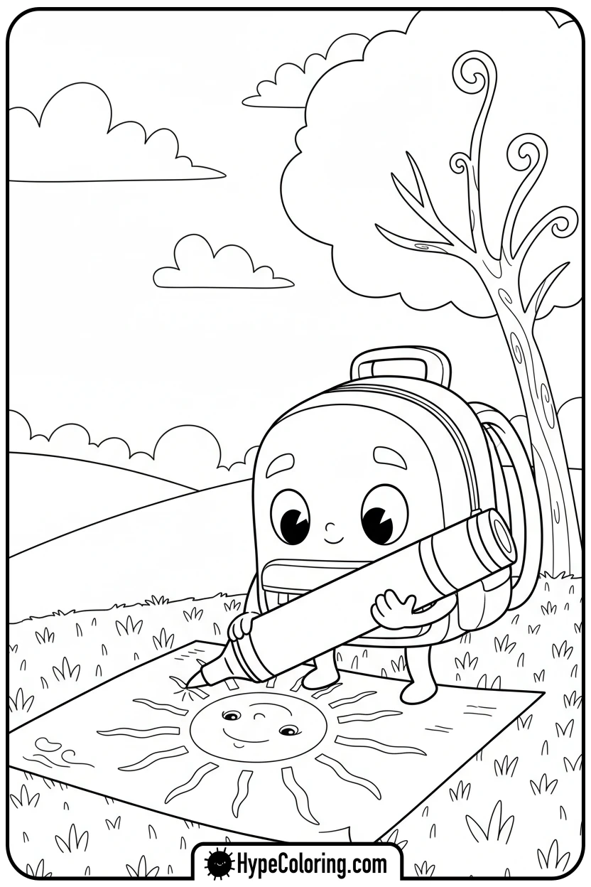 backpack-drawing-sun - backpack coloring page
