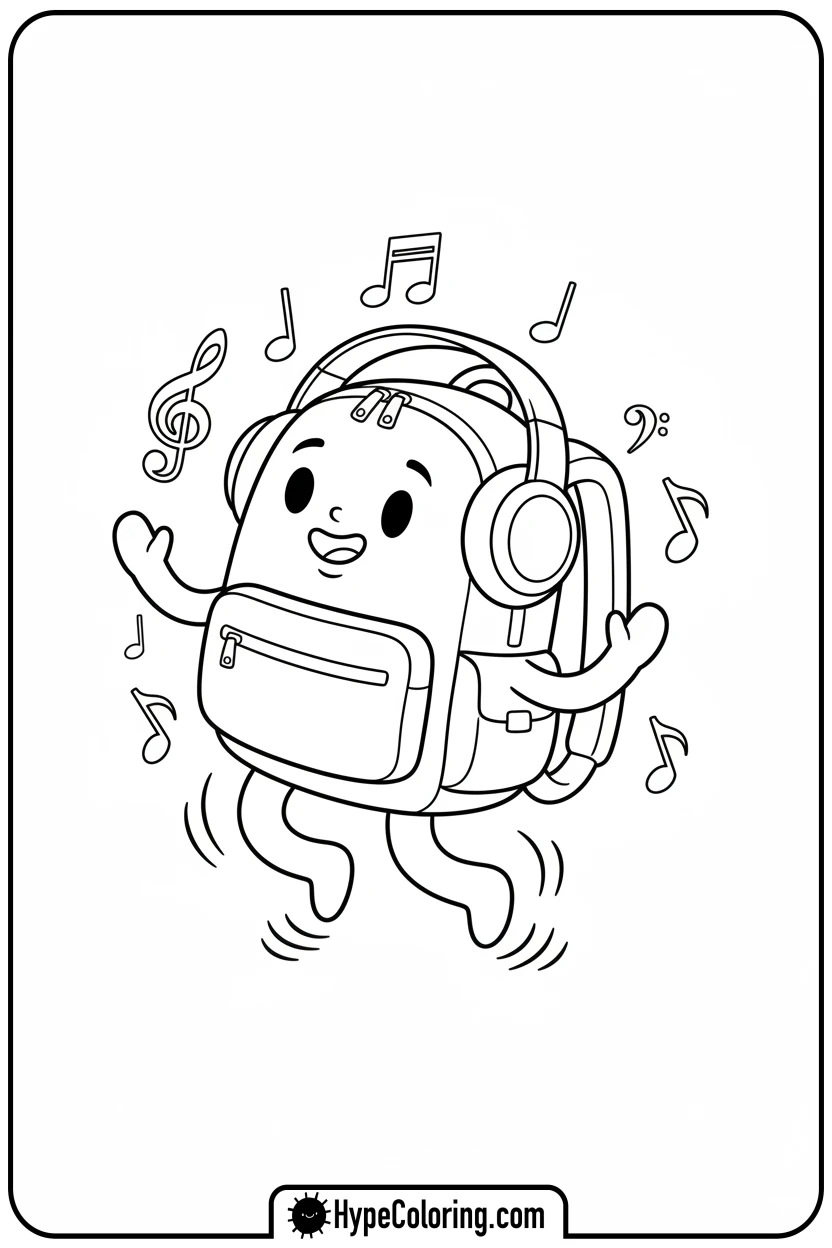 backpack-listening-to-music - backpack coloring page