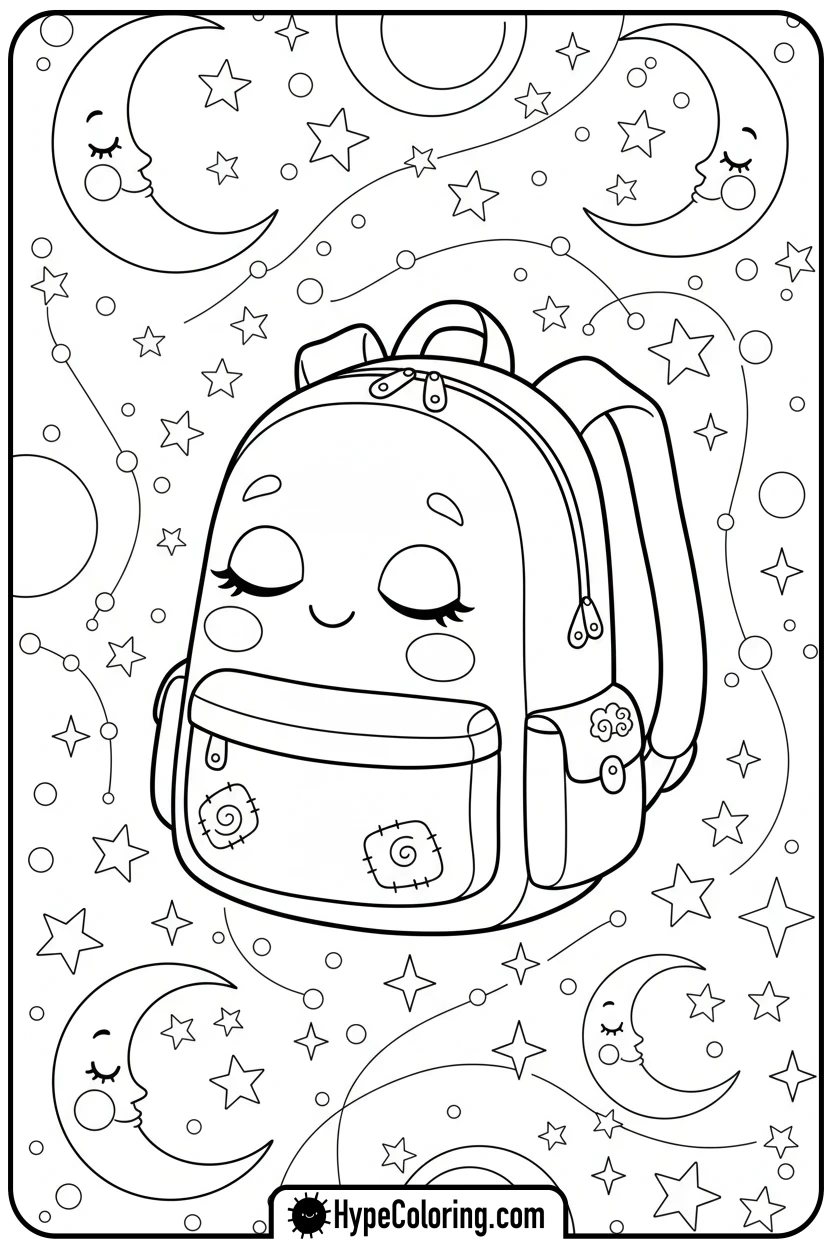 backpack-dreaming-among-stars - backpack coloring page