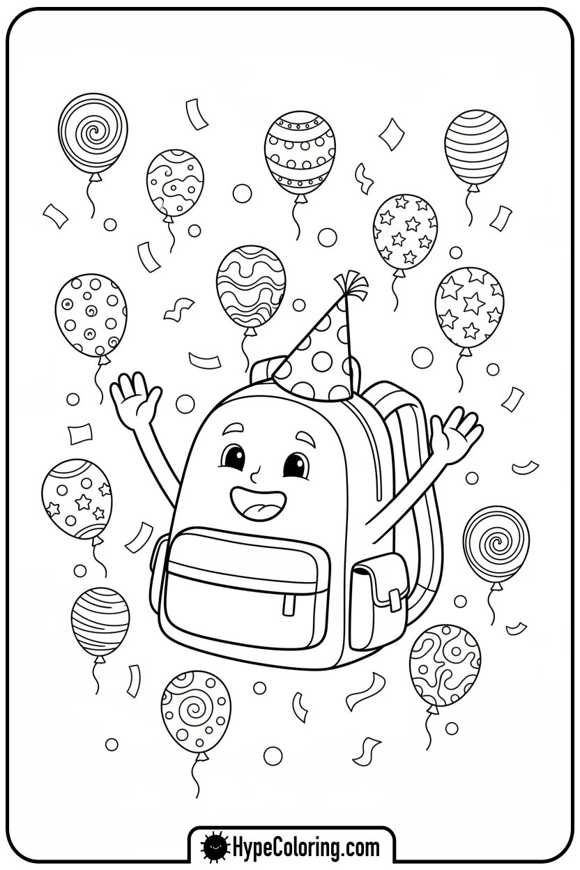 backpack-celebrating-party - backpack coloring page