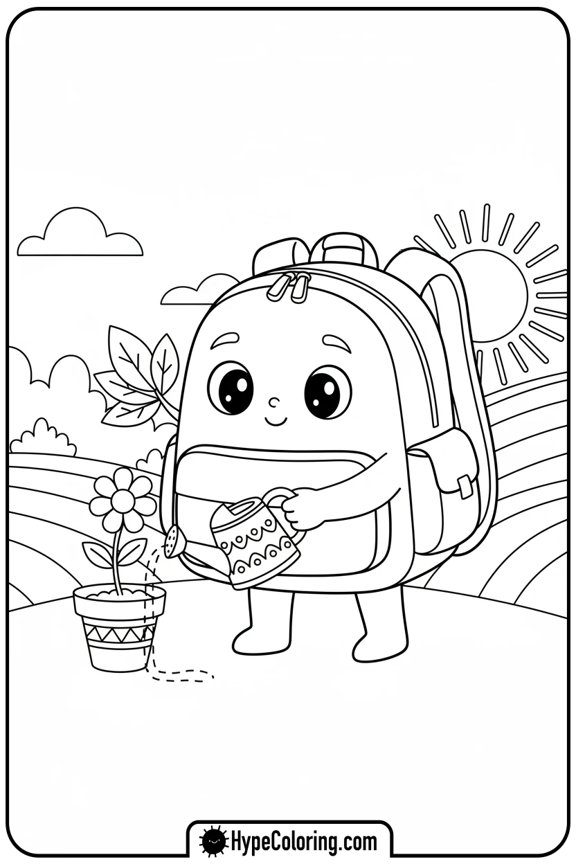 backpack-watering-plant - backpack coloring page
