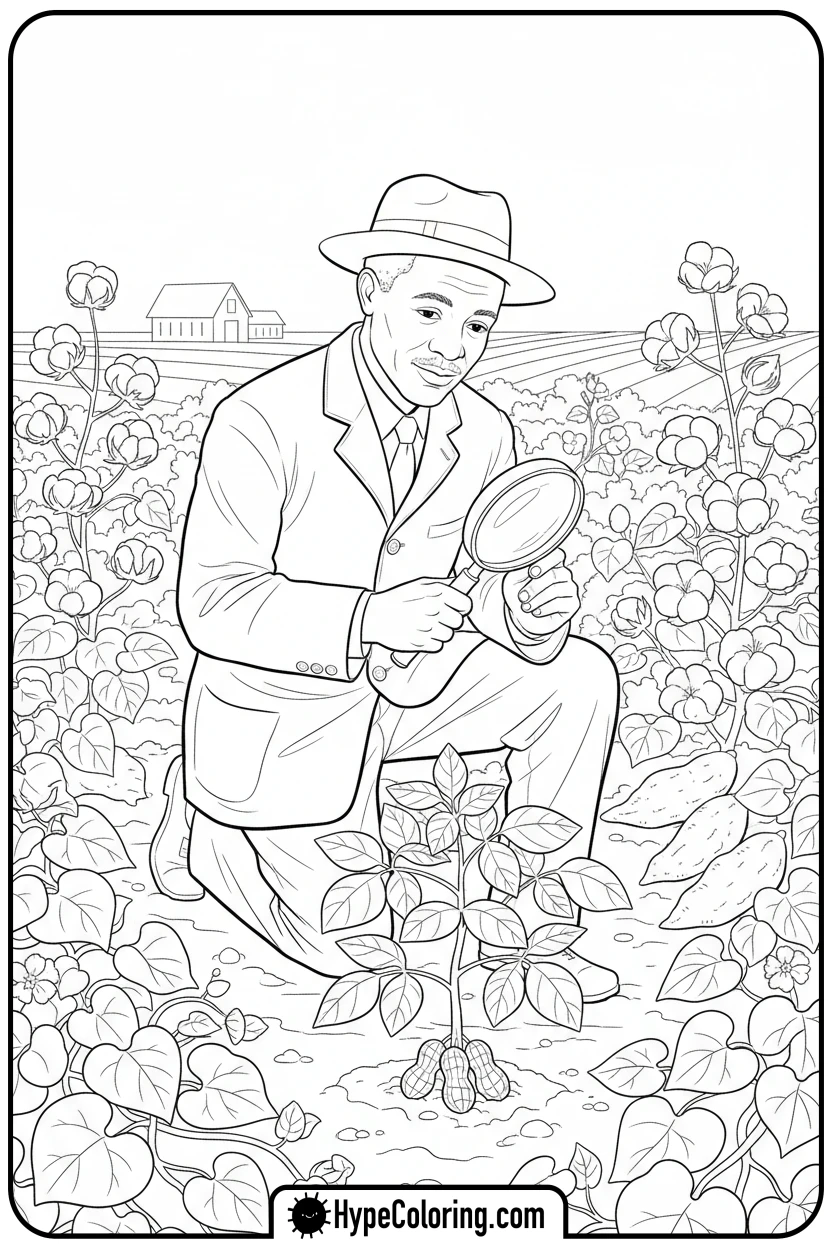 Click to download PDF george-washington-carver-gardening - black history coloring pages