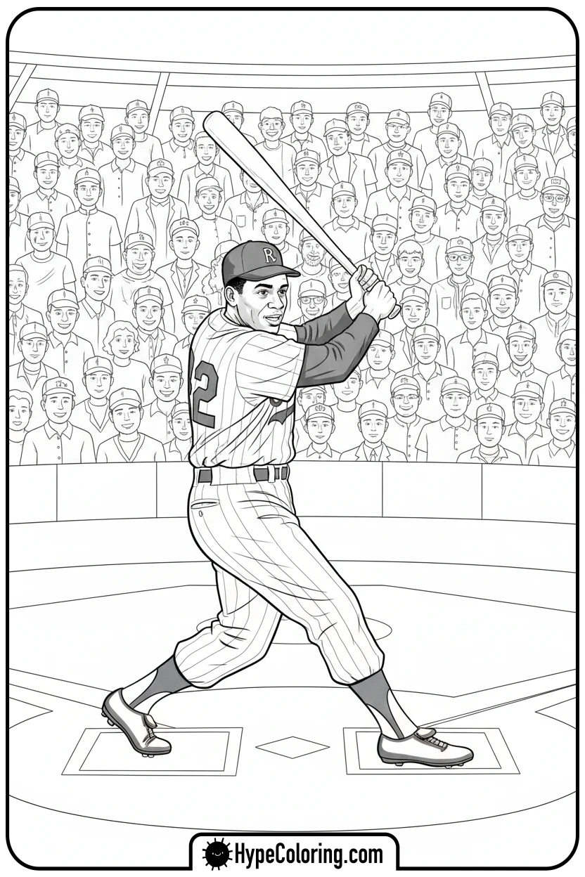 Click to download PDF jackie-robinson-batting - black history coloring pages