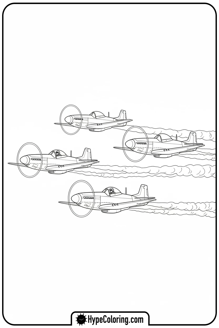 Click to download PDF tuskegee-airmen-flying-formation - black history coloring pages