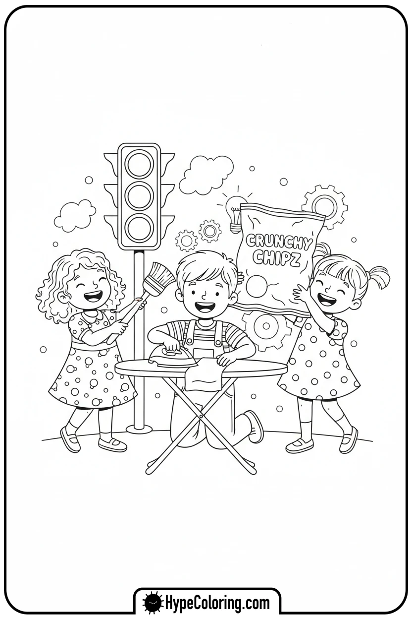 Click to download PDF kids-with-black-inventions - black history coloring pages