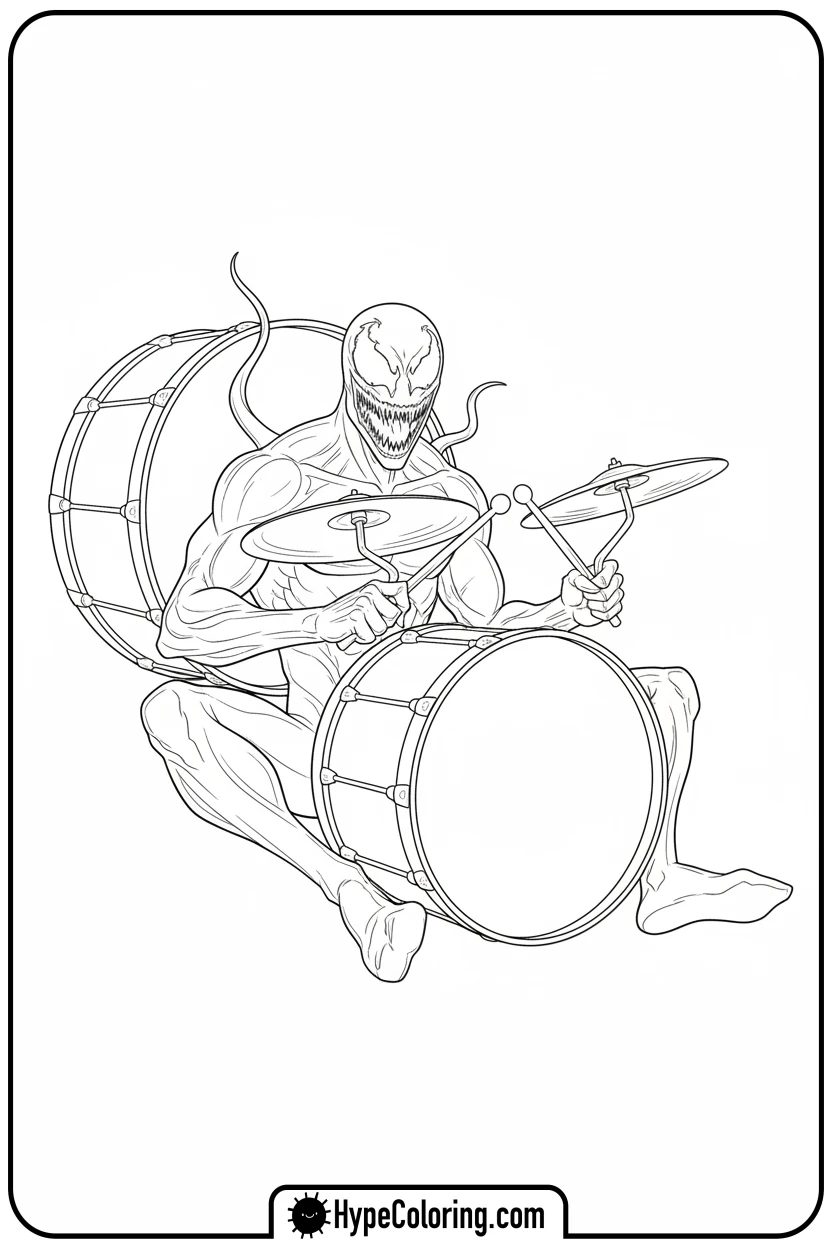 carnage-playing-drums - carnage coloring pages