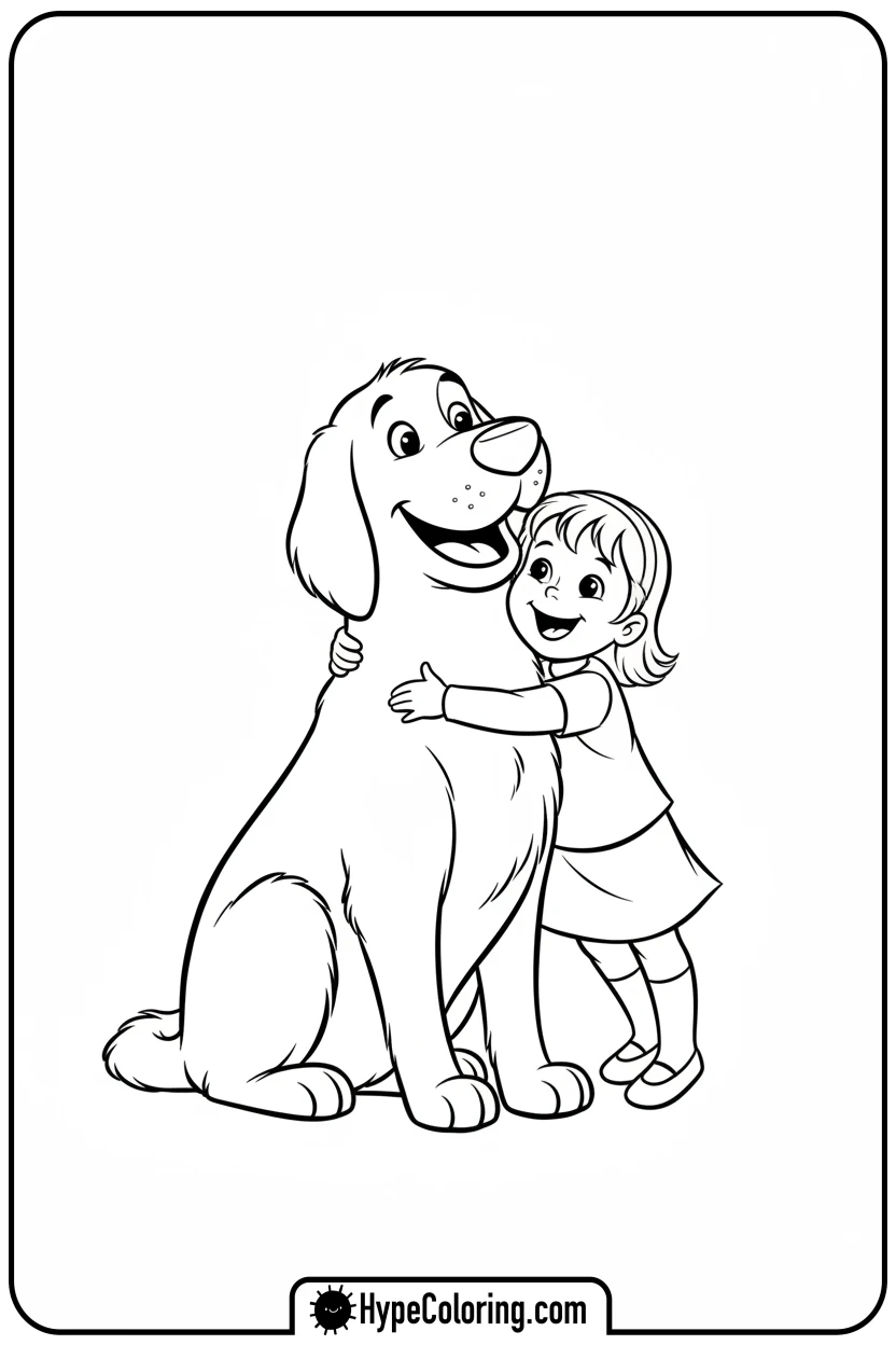 Click to download PDF clifford-and-emily-elizabeth-hugging - clifford the red dog coloring pages