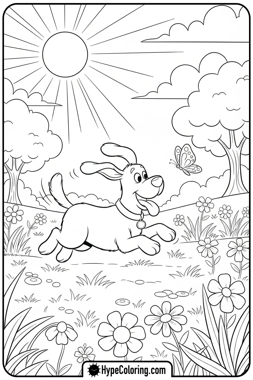 Click to download PDF clifford-chasing-a-butterfly - clifford the red dog coloring pages