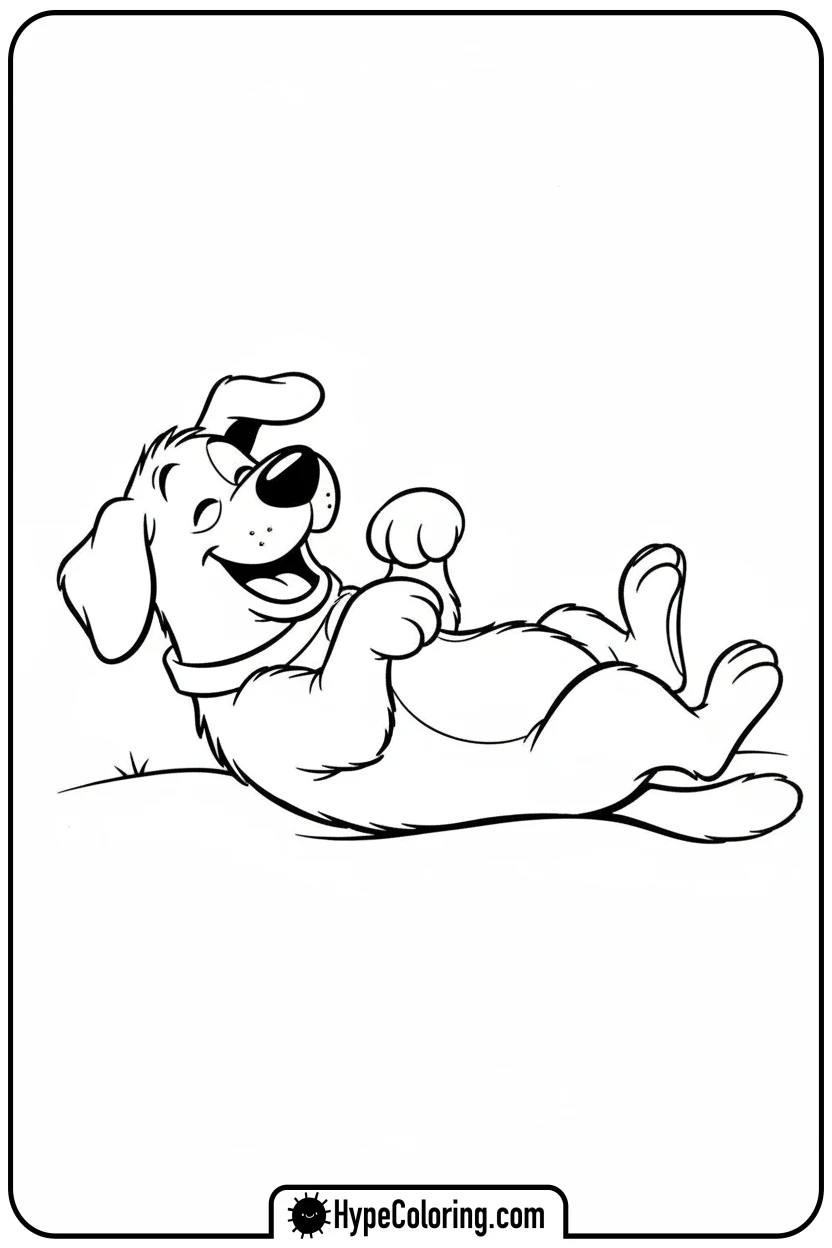 Click to download PDF clifford-lying-on-back-for-belly-rub - clifford the red dog coloring pages