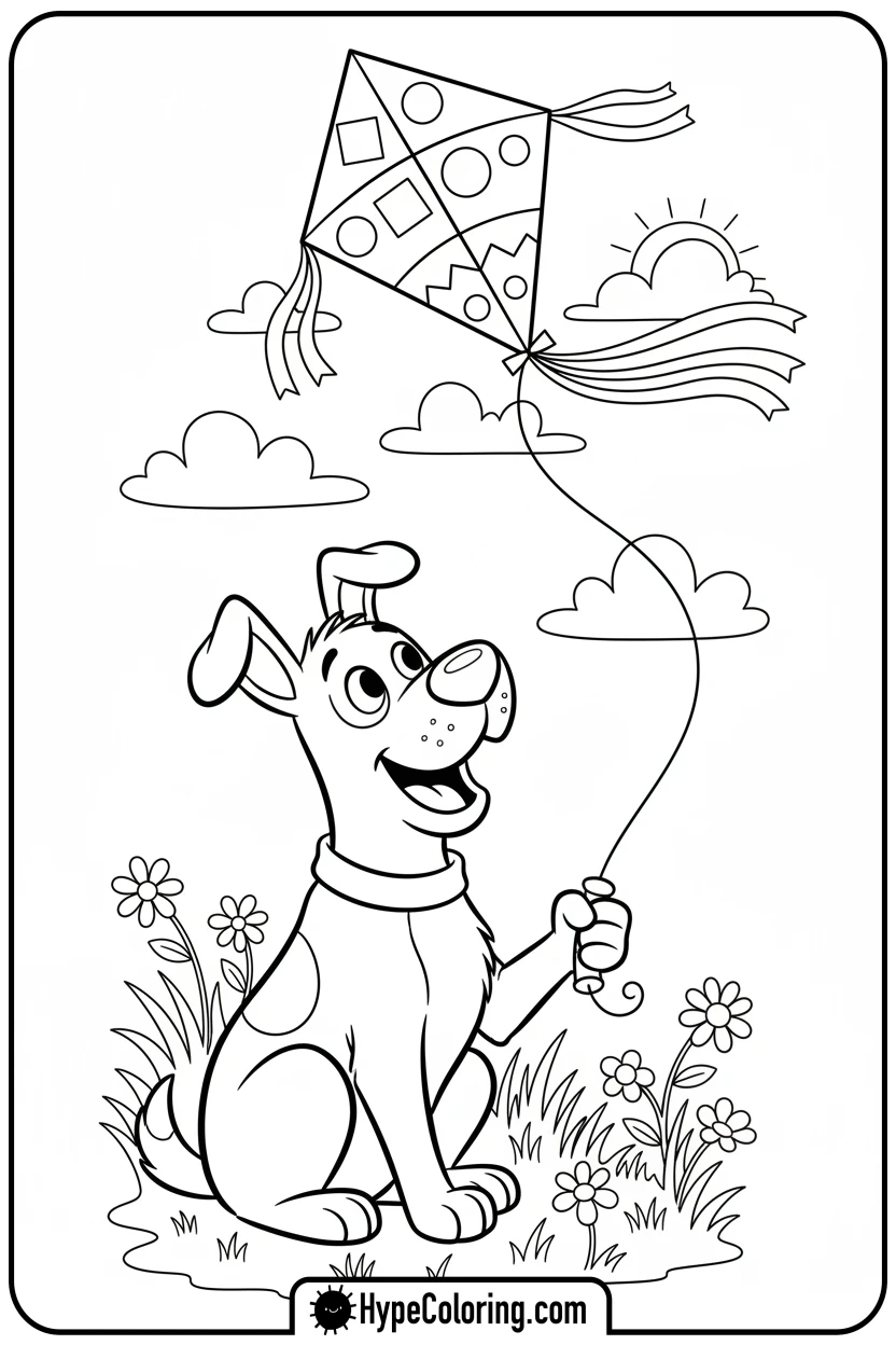 Click to download PDF clifford-looking-at-a-kite - clifford the red dog coloring pages