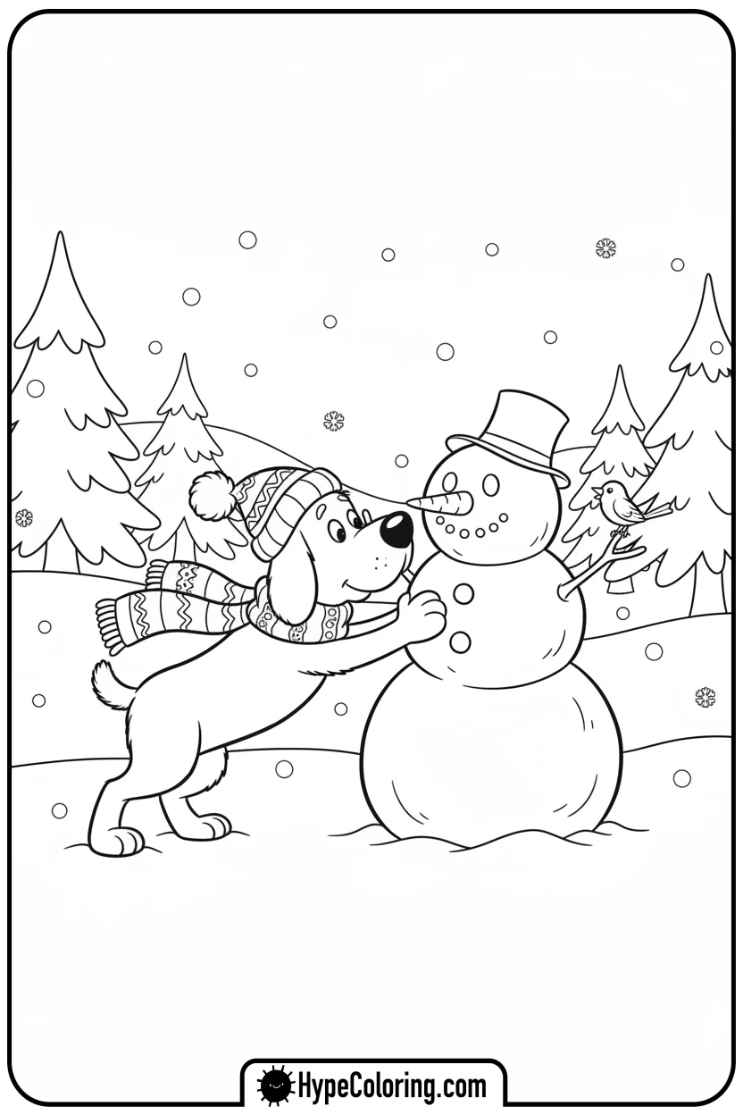 Click to download PDF clifford-building-a-snowman - clifford the red dog coloring pages