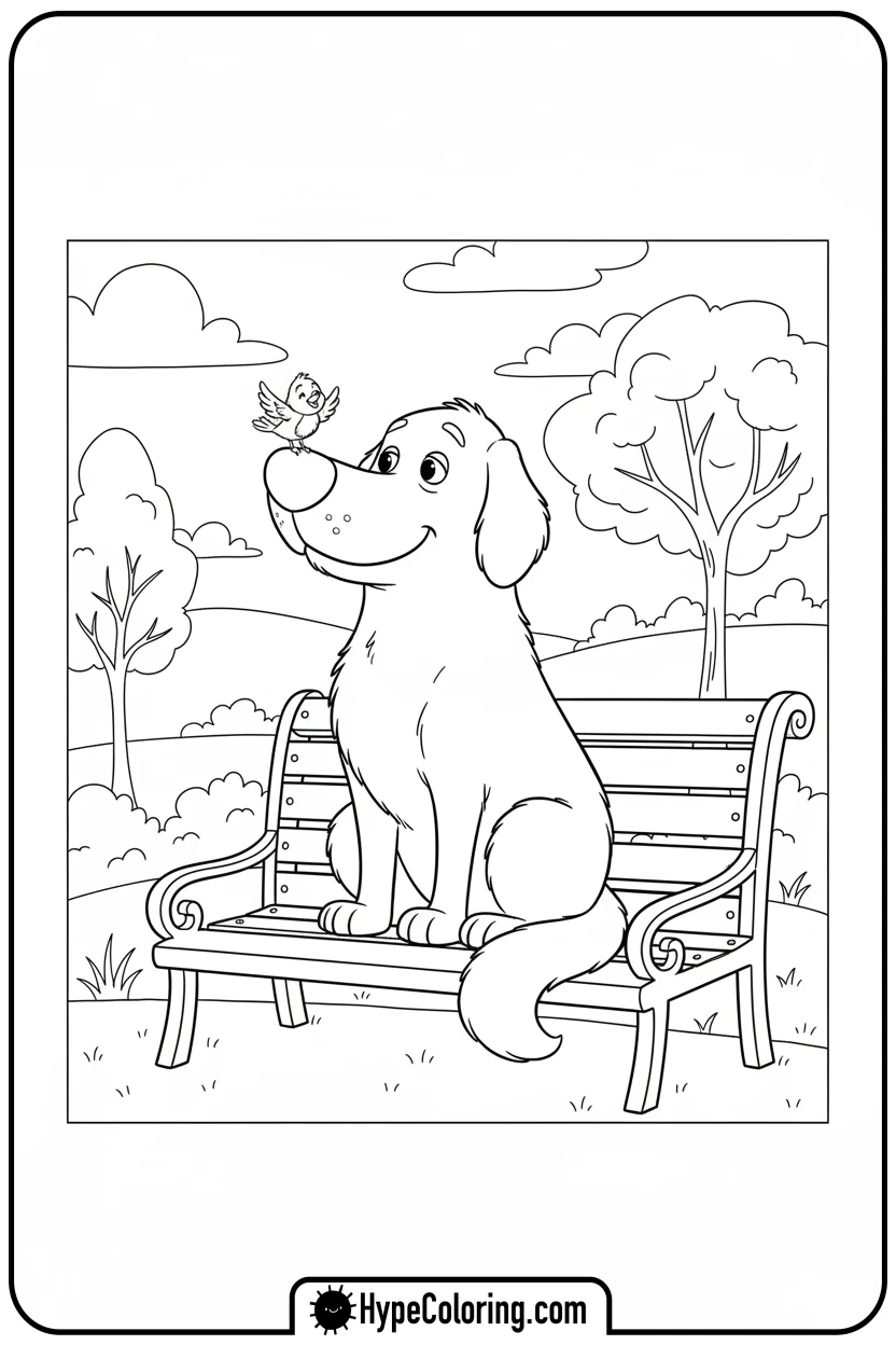 Click to download PDF clifford-with-a-bird-on-his-nose - clifford the red dog coloring pages