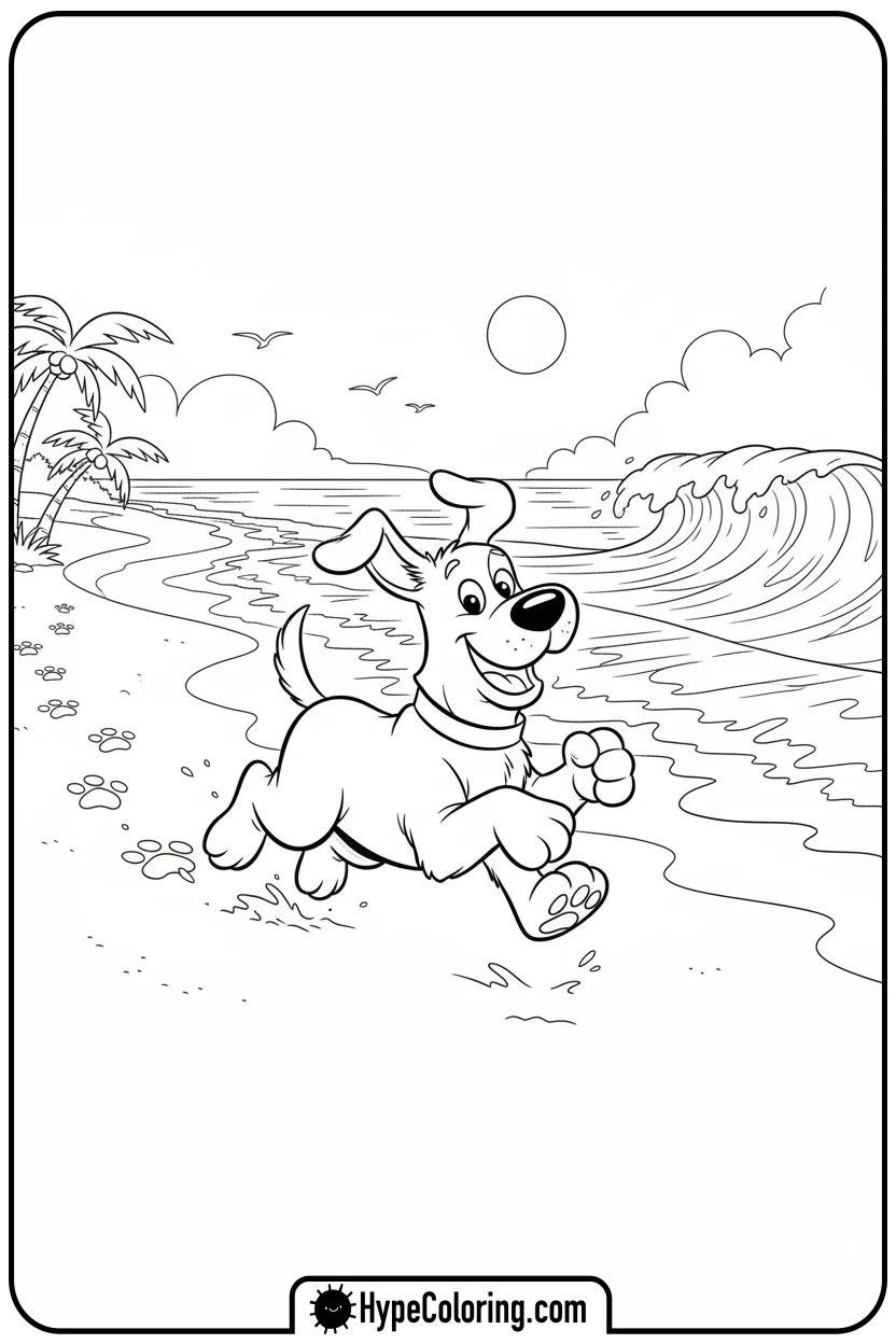 Click to download PDF clifford-running-on-the-beach - clifford the red dog coloring pages