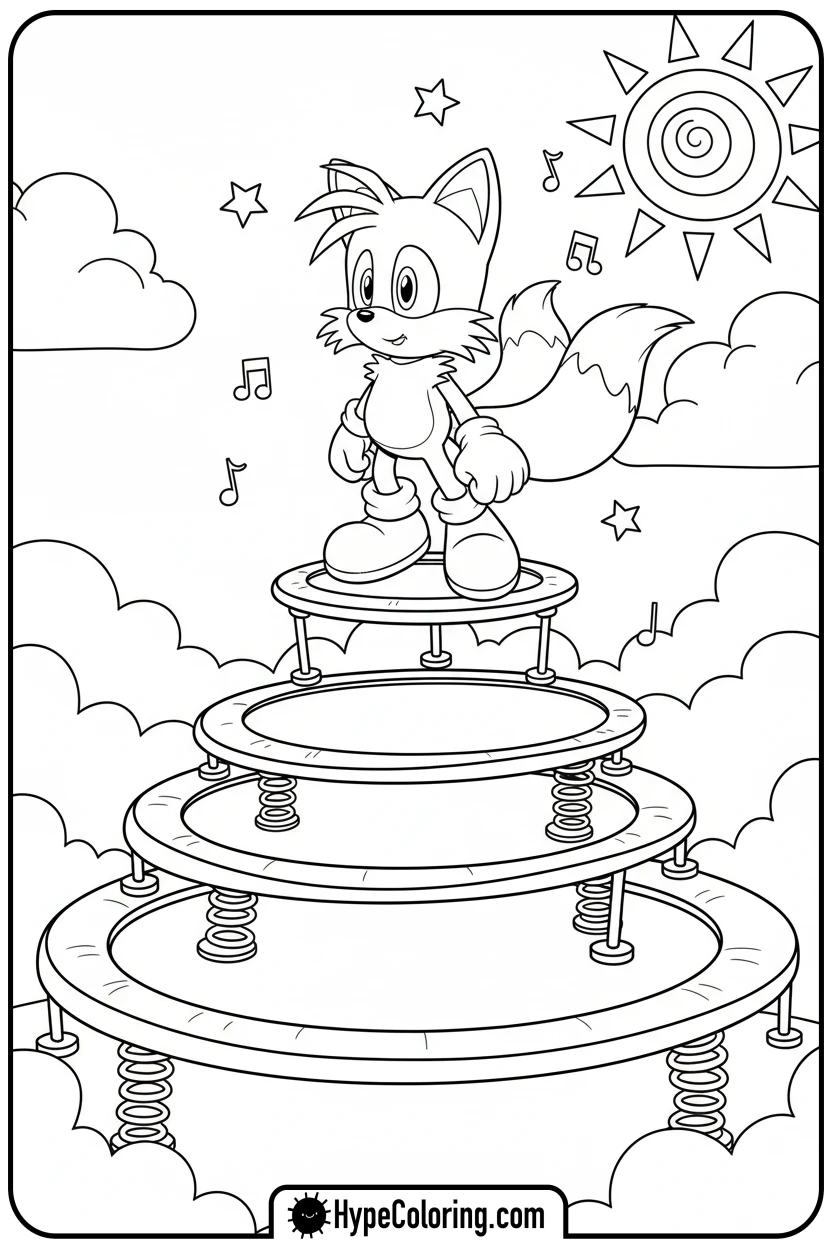 tails-balancing-on-springs - tails color page