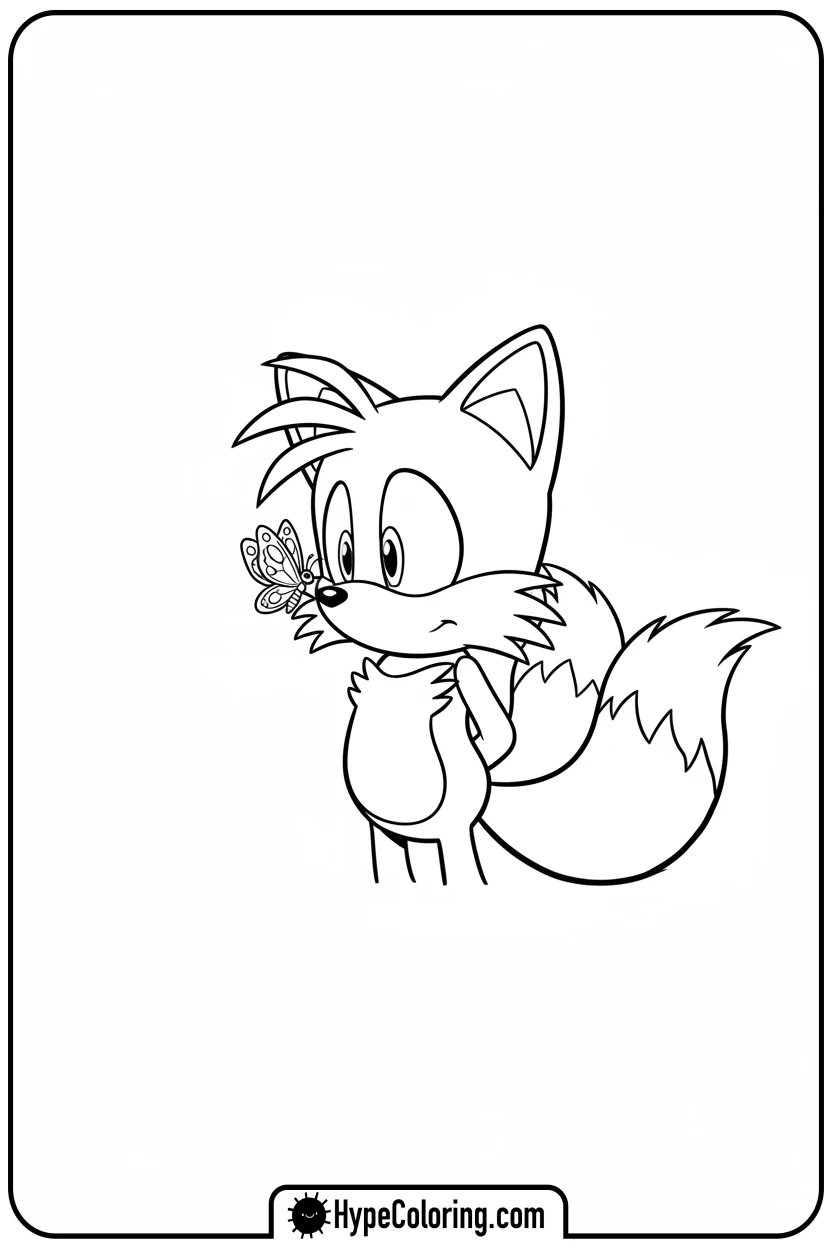tails-with-butterfly-on-nose - tails color page