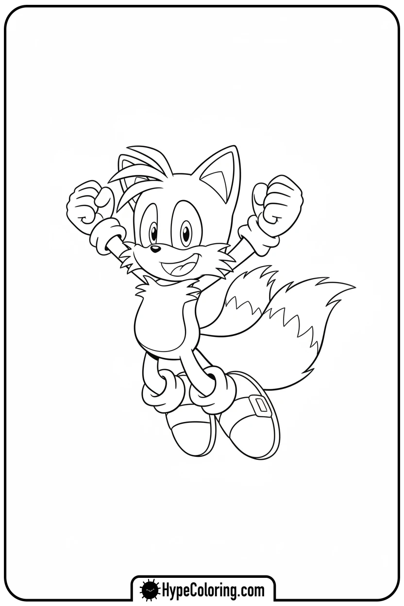 tails-cheering-happily - tails color page