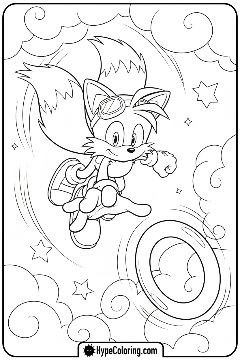 tails-catching-a-ring - tails color page