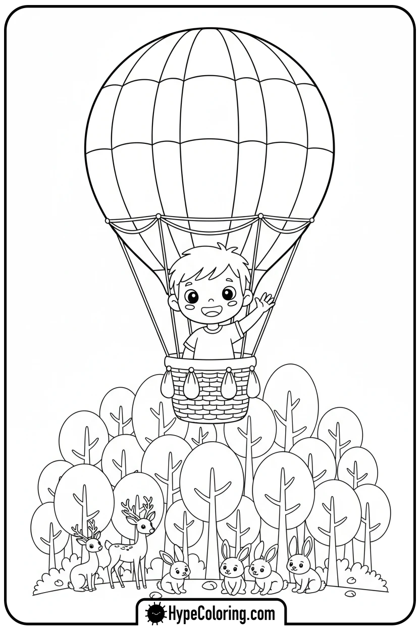 willt-in-hot-air-balloon - willt coloring page