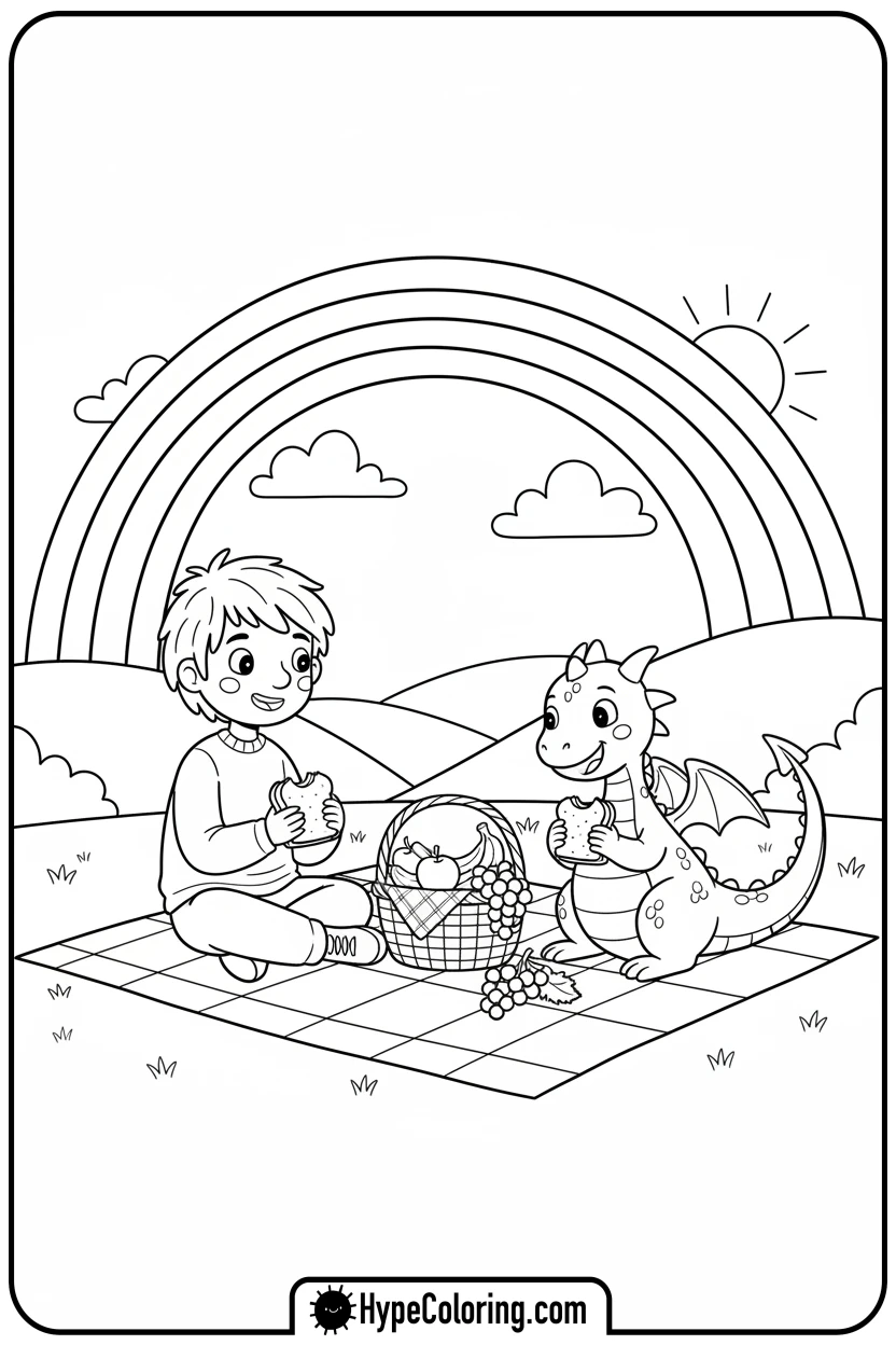 willt-and-dragon-picnic - willt coloring page