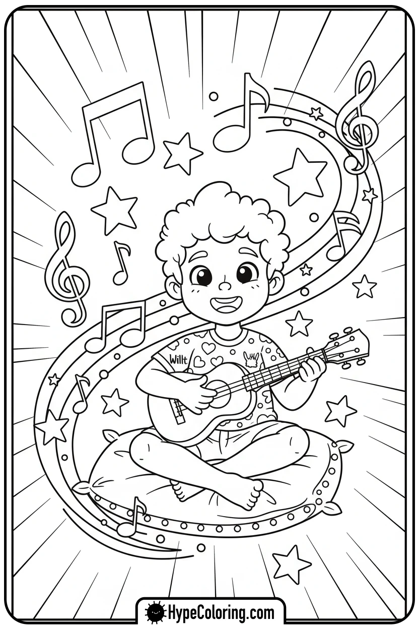 willt-playing-ukulele - winnie the pooh color pages
