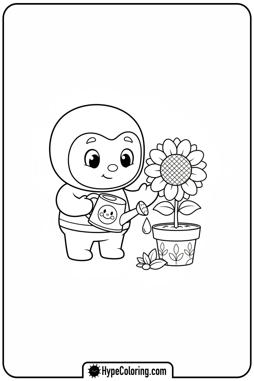 willt-watering-plant - willt coloring page