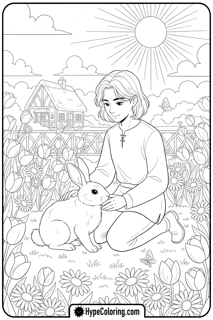 willt-petting-bunny - willt coloring page