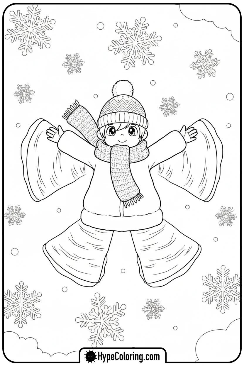 willt-making-snow-angel - winnie the pooh color pages