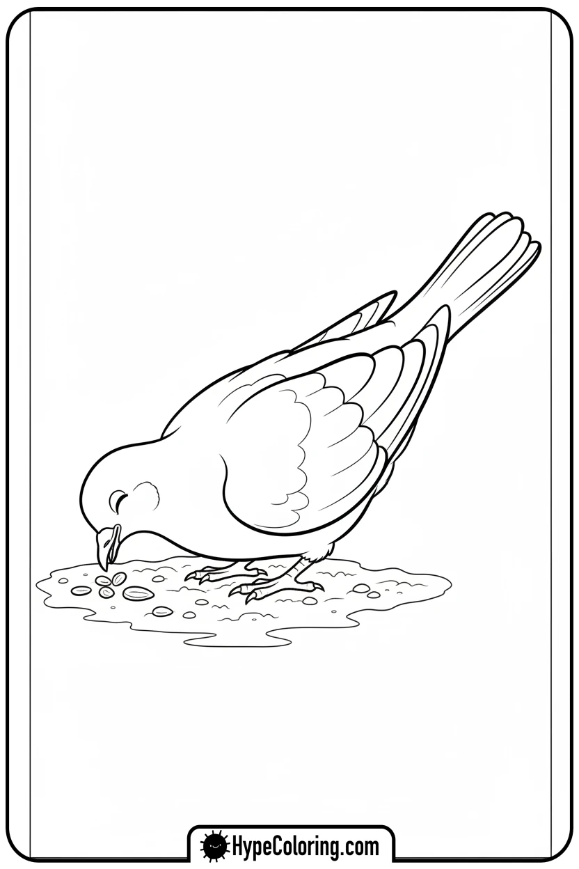 dove-pecking-seeds - birds coloring page