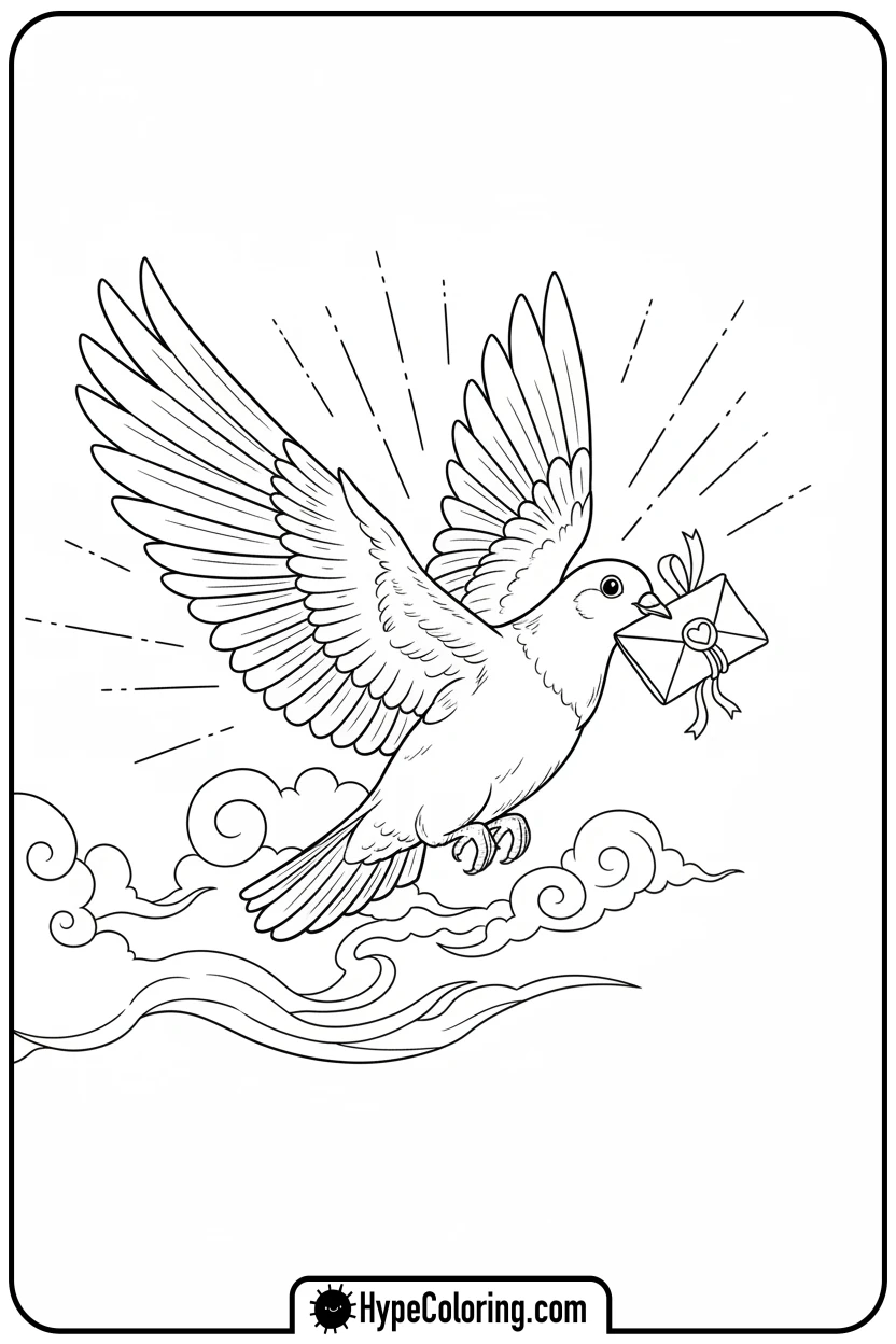 pigeon-carrying-letter - birds coloring page