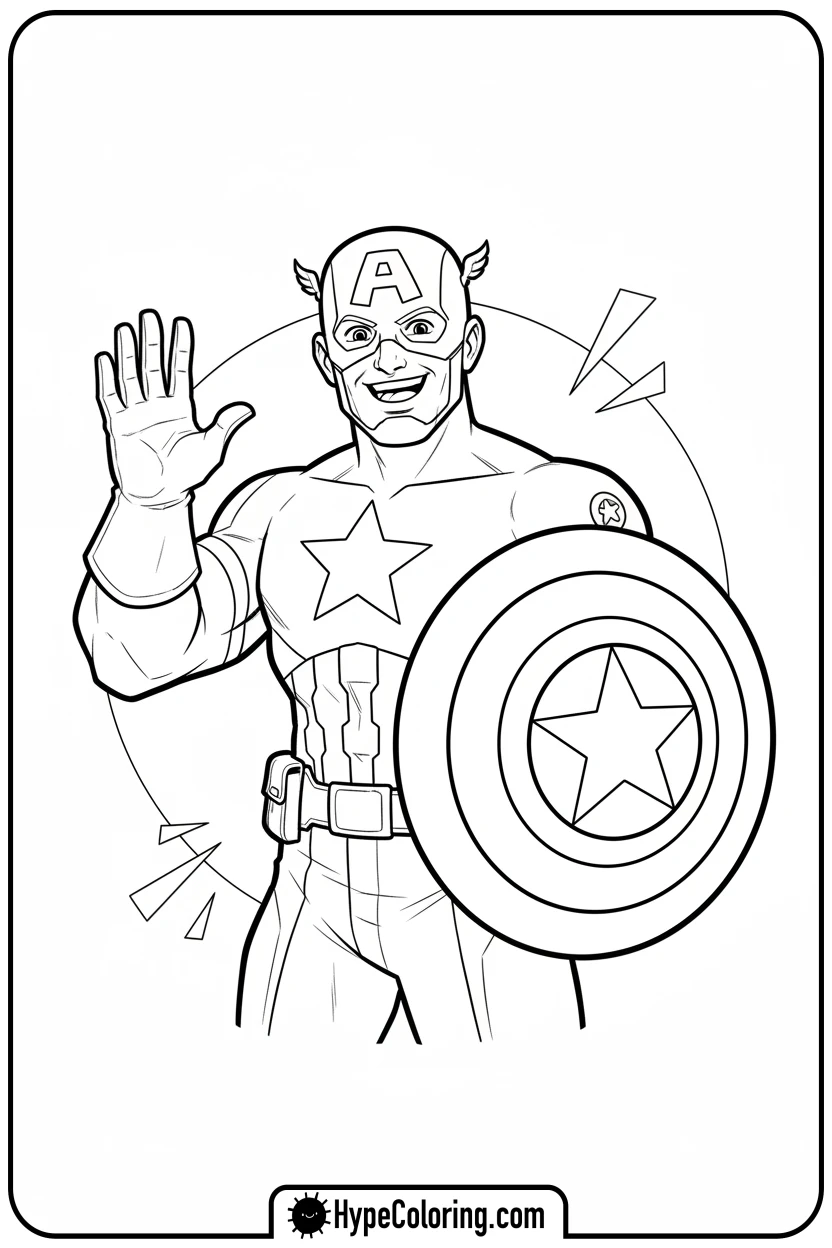captain-america-waving-friendly - captain america coloring book pages