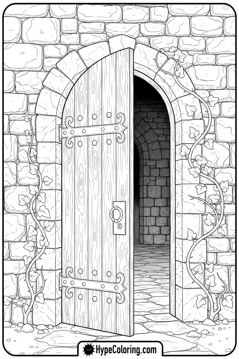 castle-wall-secret-door - castle color pages