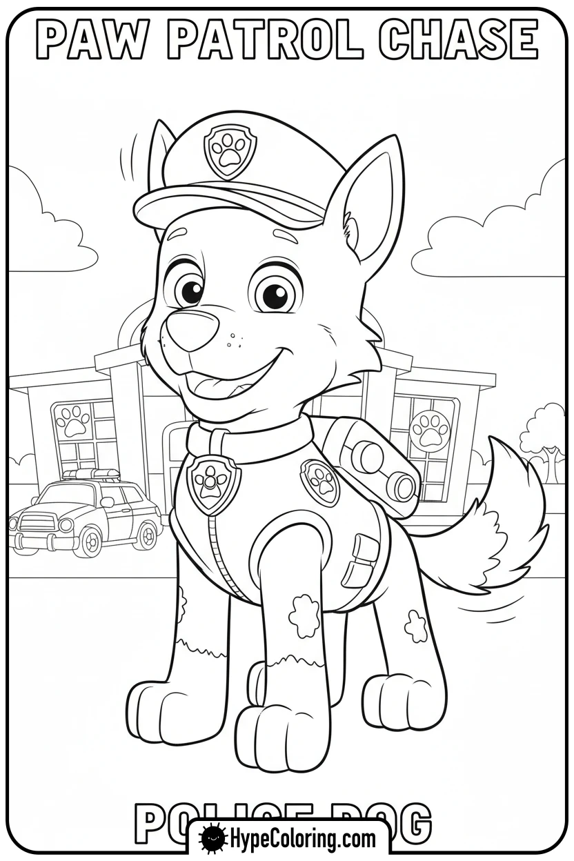 Click to download PDF chase-standing-proudly - chase coloring page